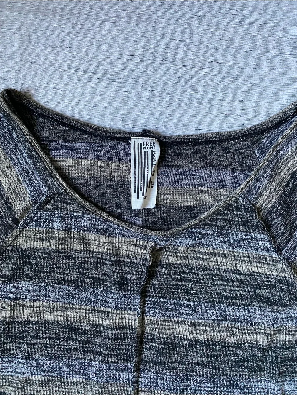Free people Striped Scoop Neck Pullover in Heathered Gray and Cream